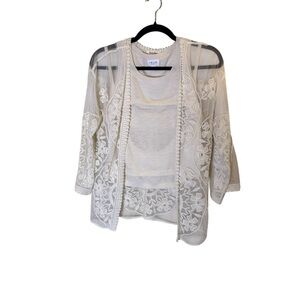 Crochet and Lace Cottagecore Cream Top Bundle sz M/L